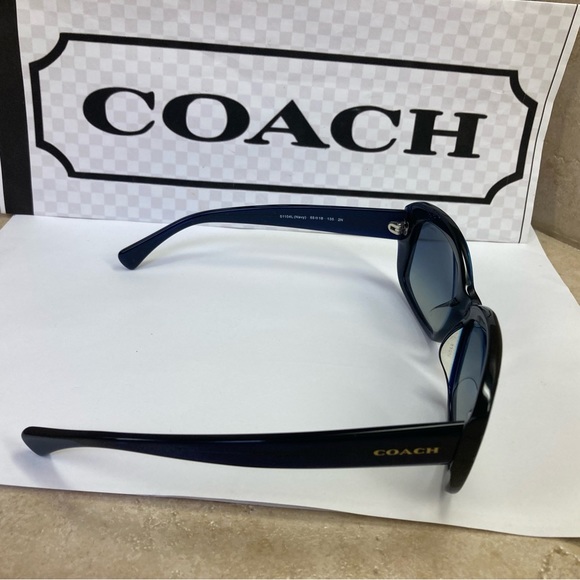 New Coach HC8161F L563 51104L Dark Navy Blue with Silver C’s Sunglasses. - Picture 4 of 12